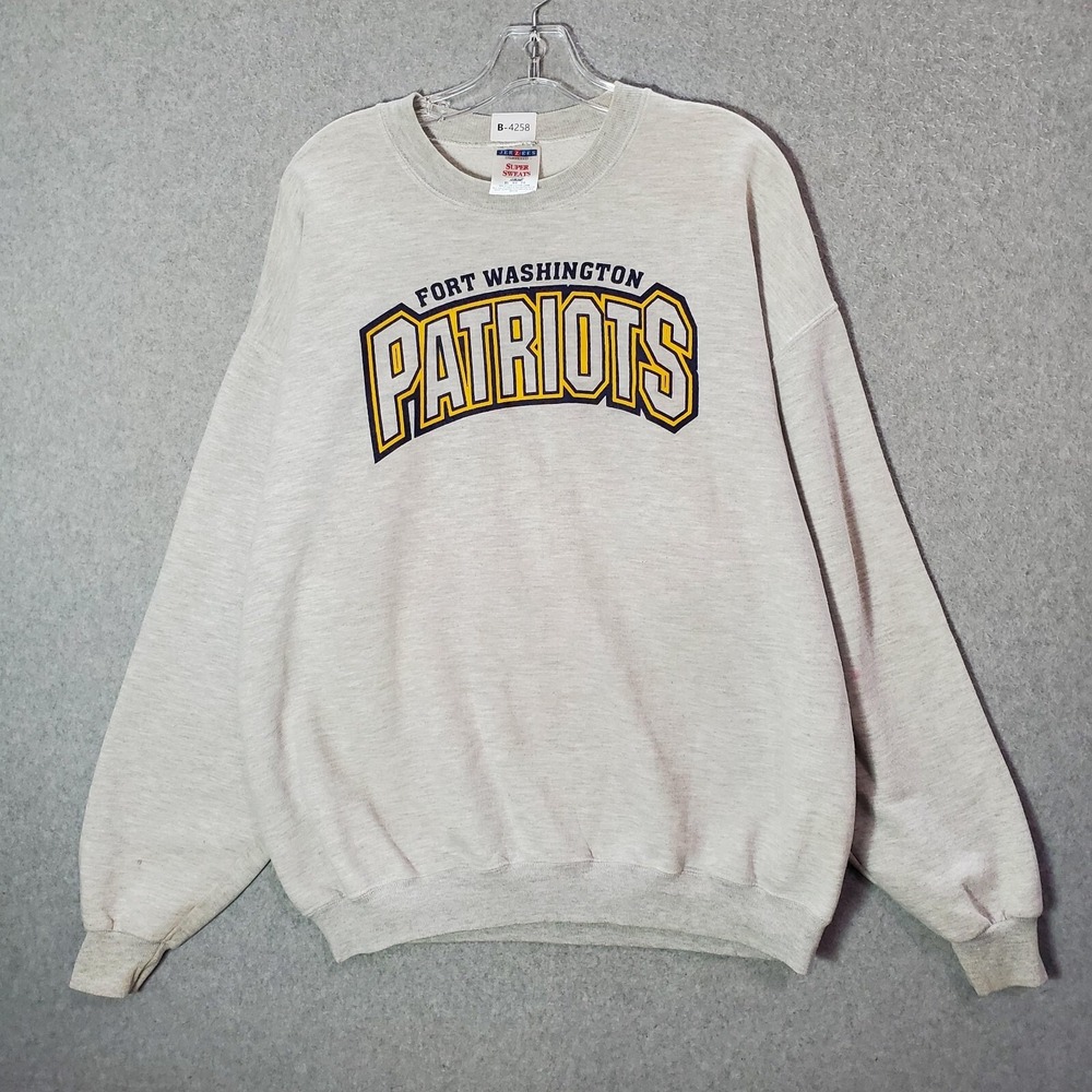 VINTAGE Forth Washington Men‎ Sweatshirt XL Gray Logo Graphic Long Sleeve Y2K